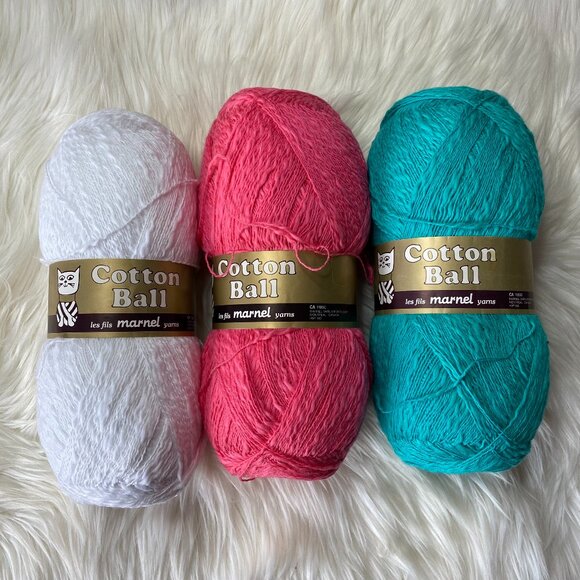 Lot of 3 Marnel Cotton Ball Yarn - Picture 1 of 5